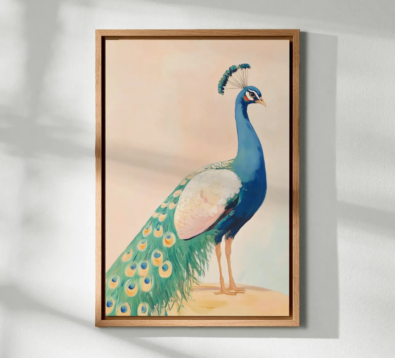 Pavone colorato tela con Cornice a cassetta da Melloi Art Print