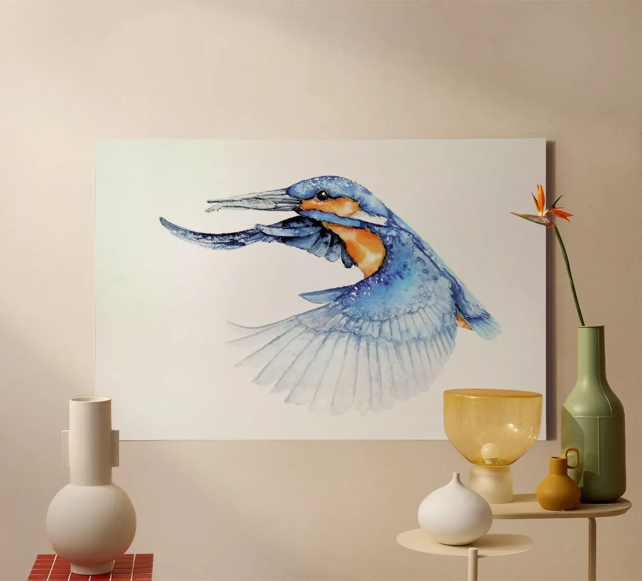 Kingfisher tela con Cornice a cassetta da Karolina Kijak