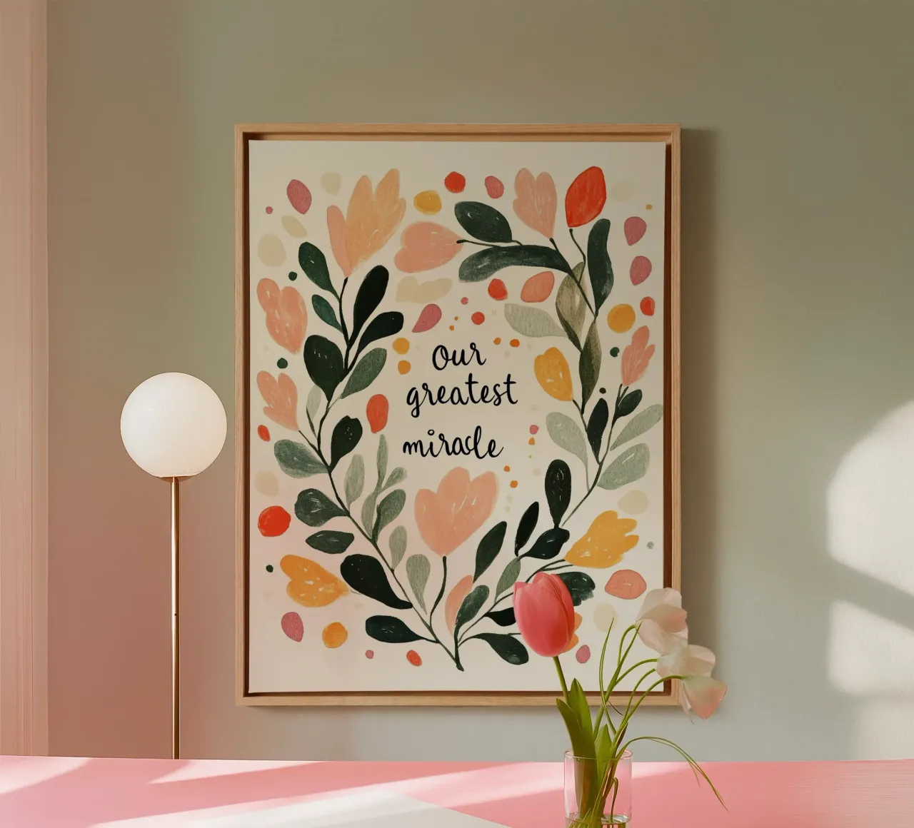 Our Greatest Miracle No 3 tela con Cornice a cassetta da treechild