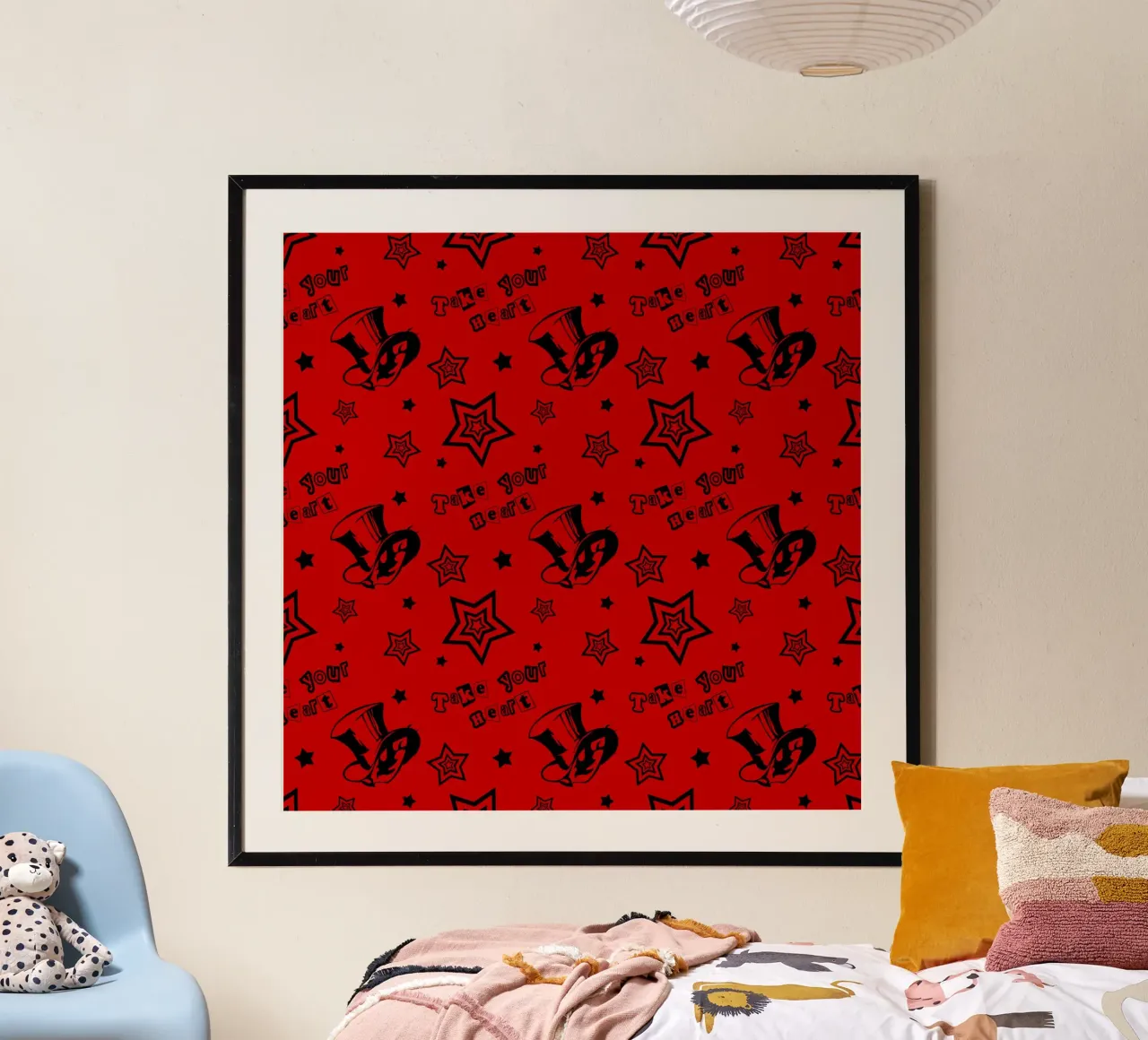 Prendete il vostro modello di cuore poster con telaio in legno da Loobs