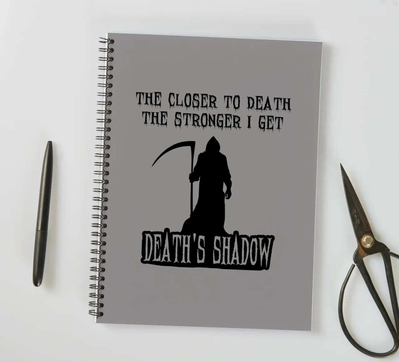 The closer to death the stronger I get - Death's Shadow spiral notebook by Loobs