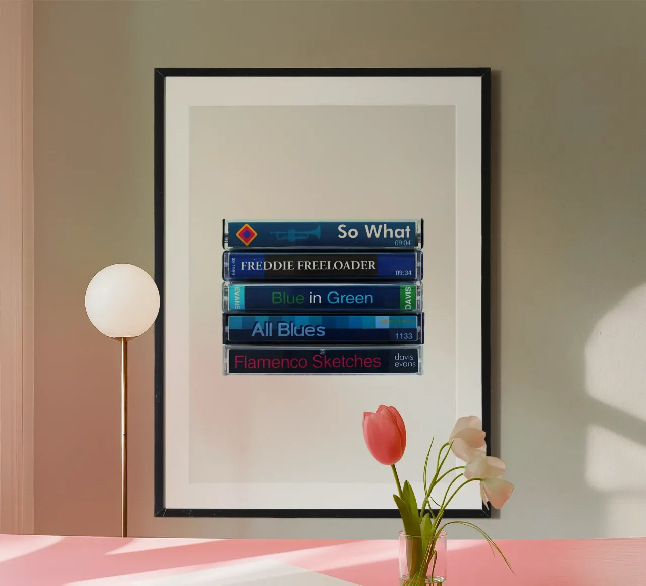 Miles Davis - Kind of Blue - Stampa su cassetta poster con telaio in alluminio da MrMustardPrints