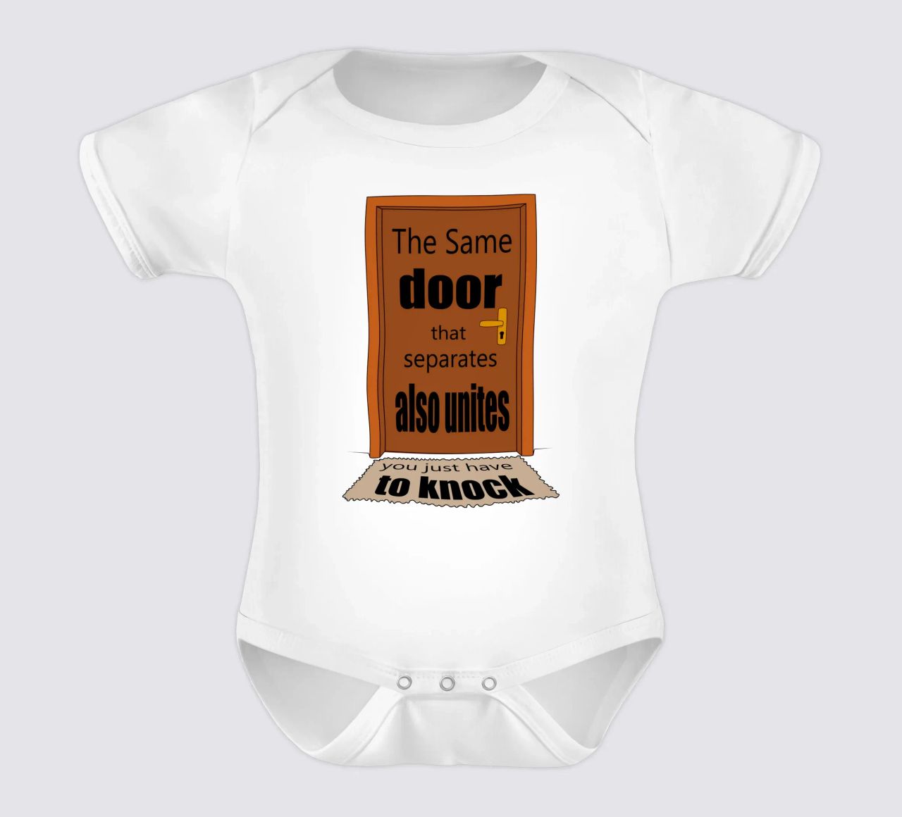 The same door that separete also unite short-sleeve baby romper by Loobs