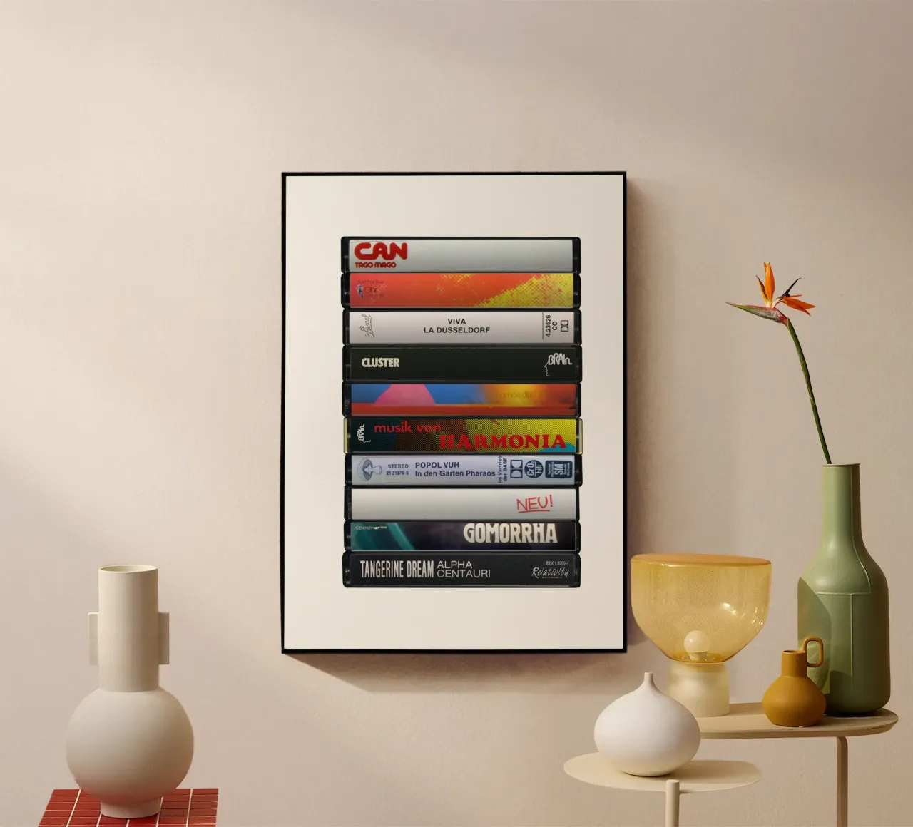 Krautrock Albums - Cassette Collected Print metacrilato de MrMustardPrints