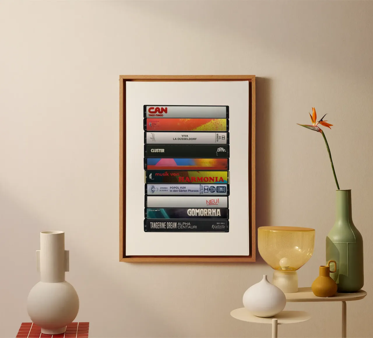 Krautrock Albums - Collected Cassette Print toile de MrMustardPrints