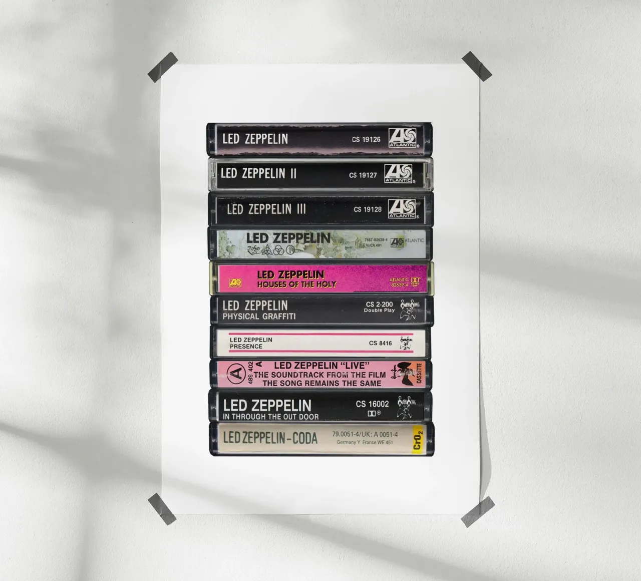 Album dei Led Zeppelin - Stampa su cassetta poster con telaio in plastica da MrMustardPrints