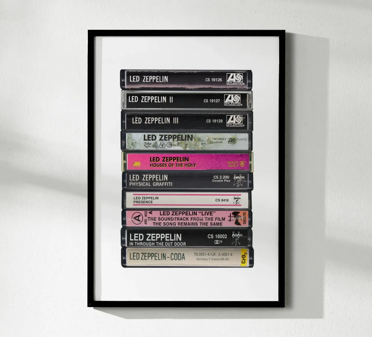 Album dei Led Zeppelin - Stampa su cassetta poster con telaio in plastica da MrMustardPrints