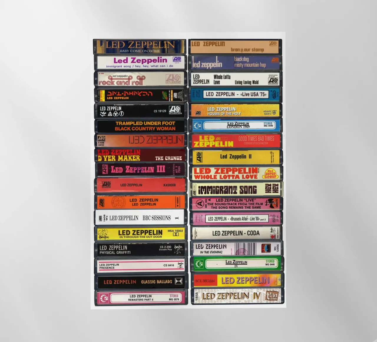 Led Zeppelin - Collected Singles & Albums - Cassette Print lámina retroiluminada de MrMustardPrints