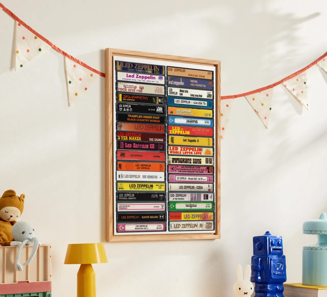 Led Zeppelin - Collected Singles & Albums - Cassette Print metacrilato de MrMustardPrints