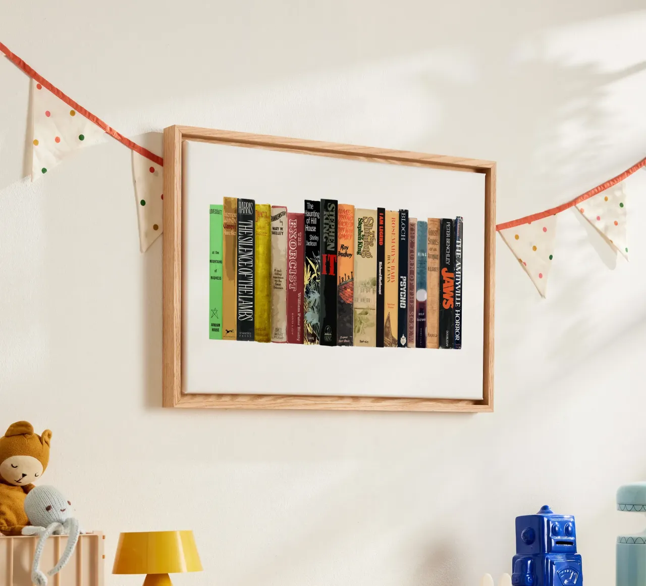 Classici dell'orrore - I più grandi libri dell'orrore - Prime edizioni tela con Cornice a cassetta da MissLiterarty