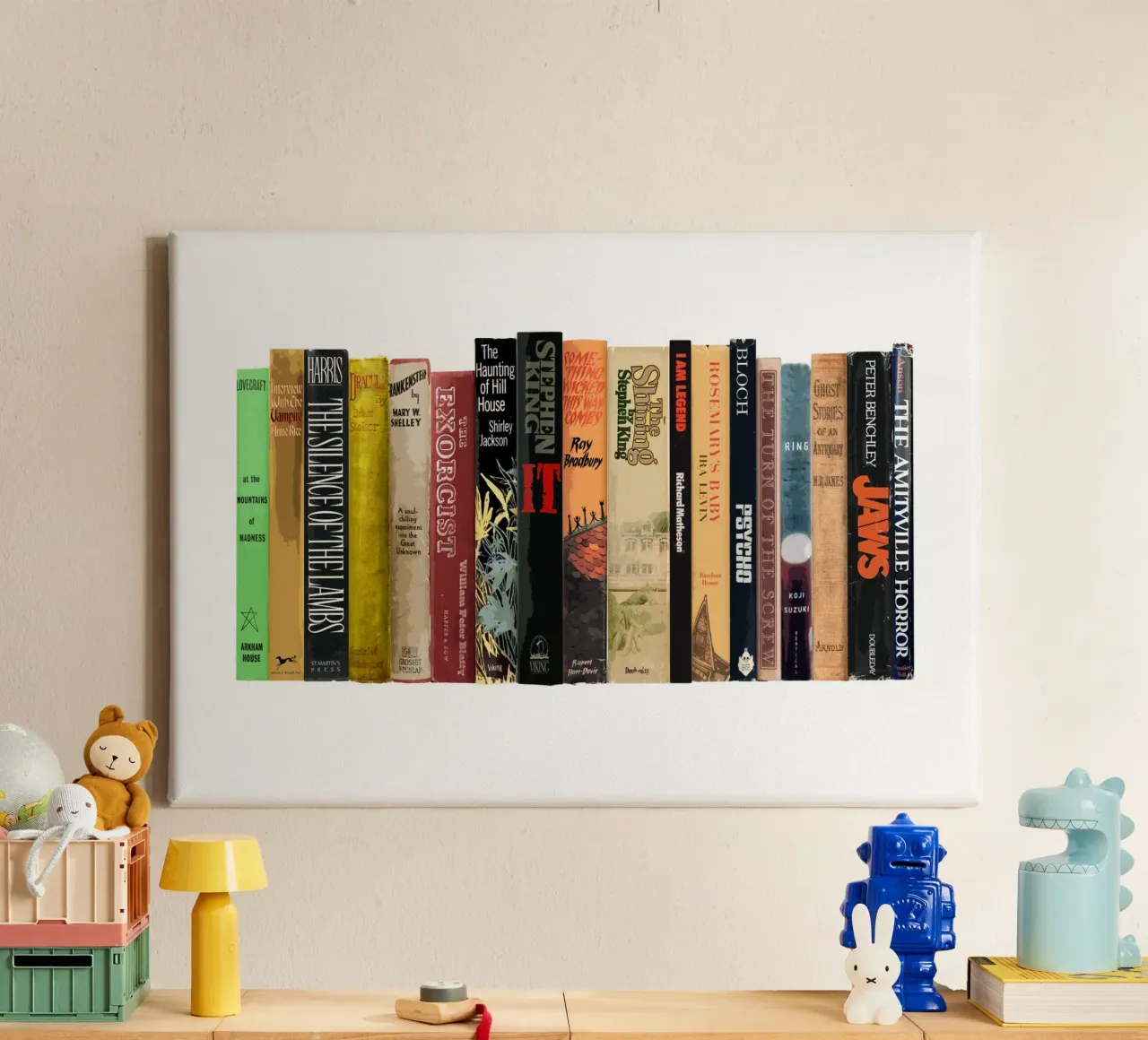 Classici dell'orrore - I più grandi libri dell'orrore - Prime edizioni tela con Cornice a cassetta da MissLiterarty