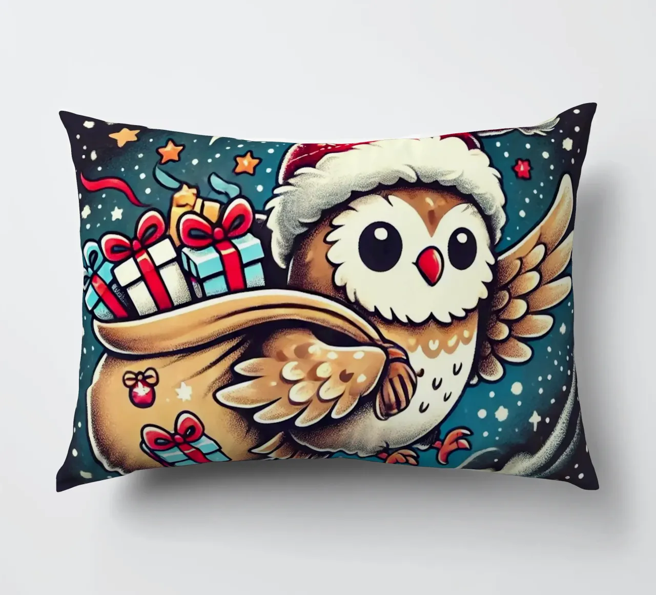 Owl Gift Courier decorative cushion by FluffyToons