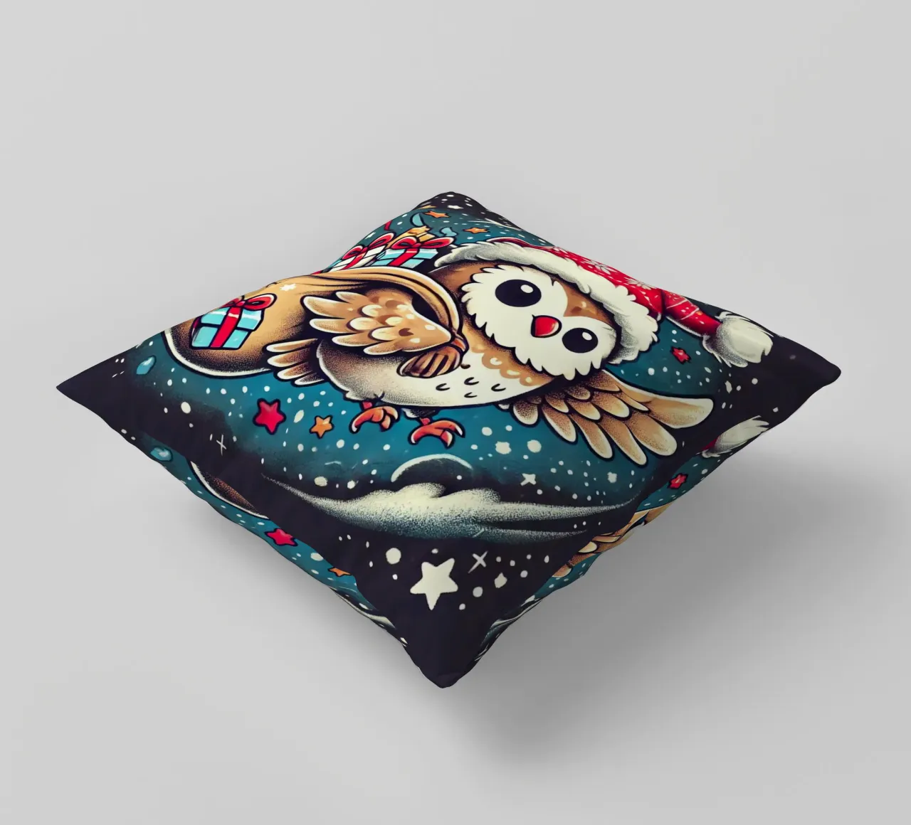 Owl Gift Courier decorative cushion by FluffyToons