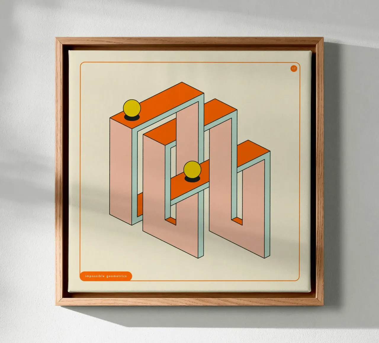 IMPOSSIBLE GEOMETRICS #17 canvas with Floater frame by Jazzberry Blue