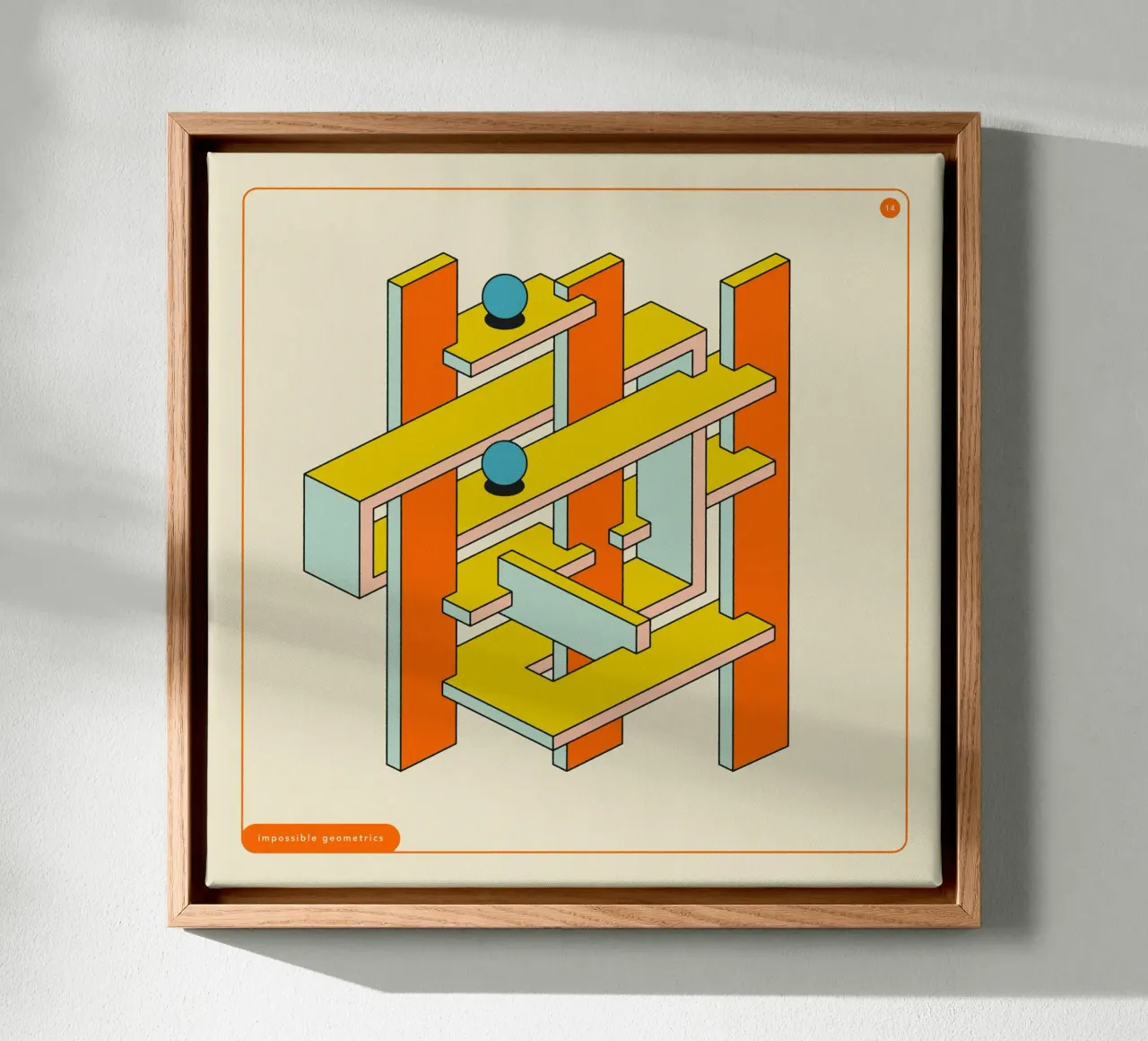 IMPOSSIBLE GEOMETRICS #14 canvas with Floater frame by Jazzberry Blue