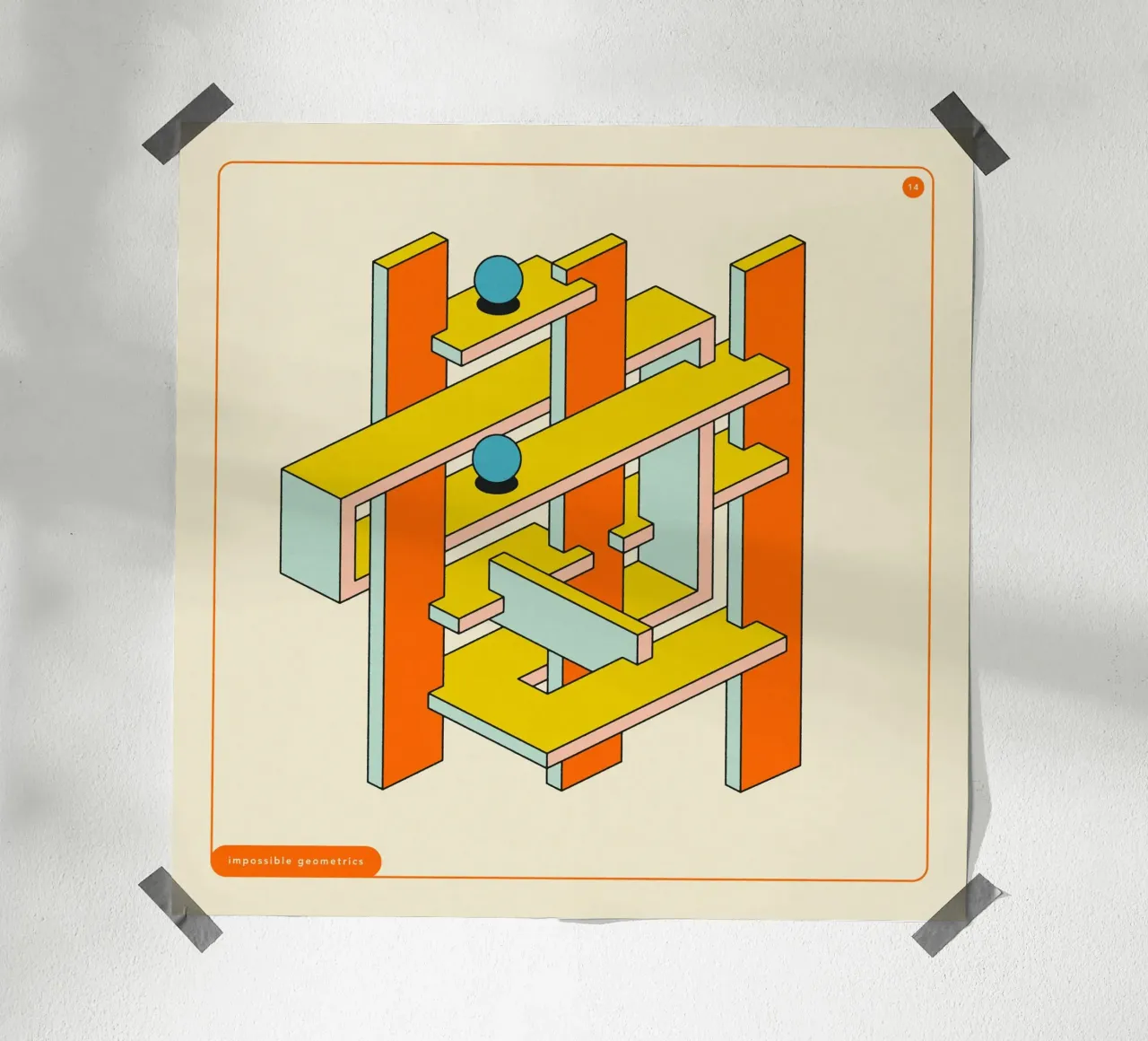 GEOMETRIE IMPOSSIBILI #14 carta hahnemühle da Jazzberry Blue