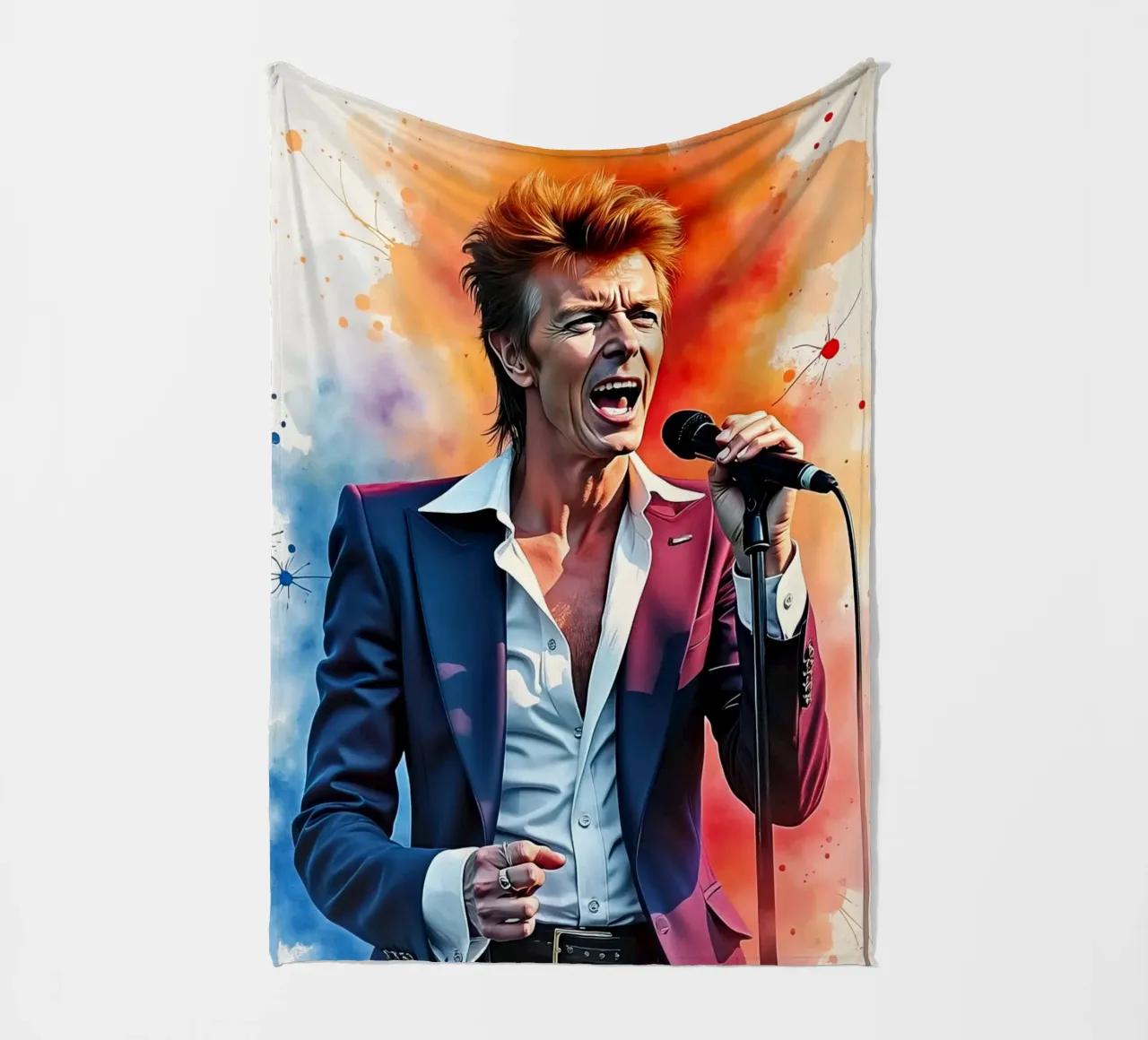 David Bowie in acquerello coperta in pile da ARTVI-SHOP