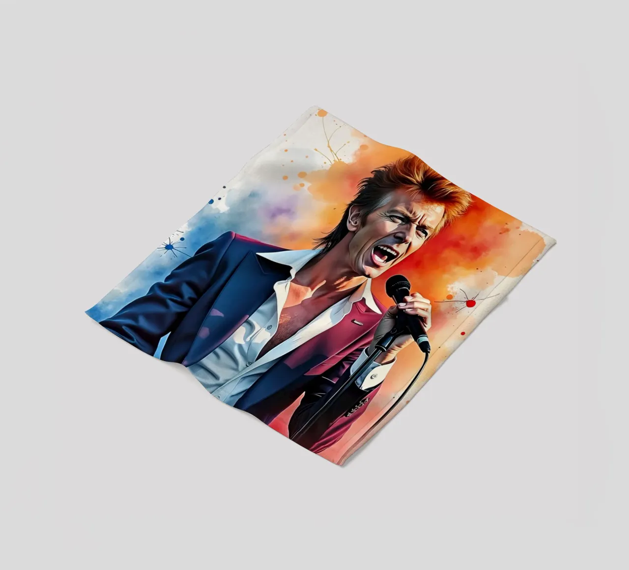 David Bowie in acquerello coperta in pile da ARTVI-SHOP