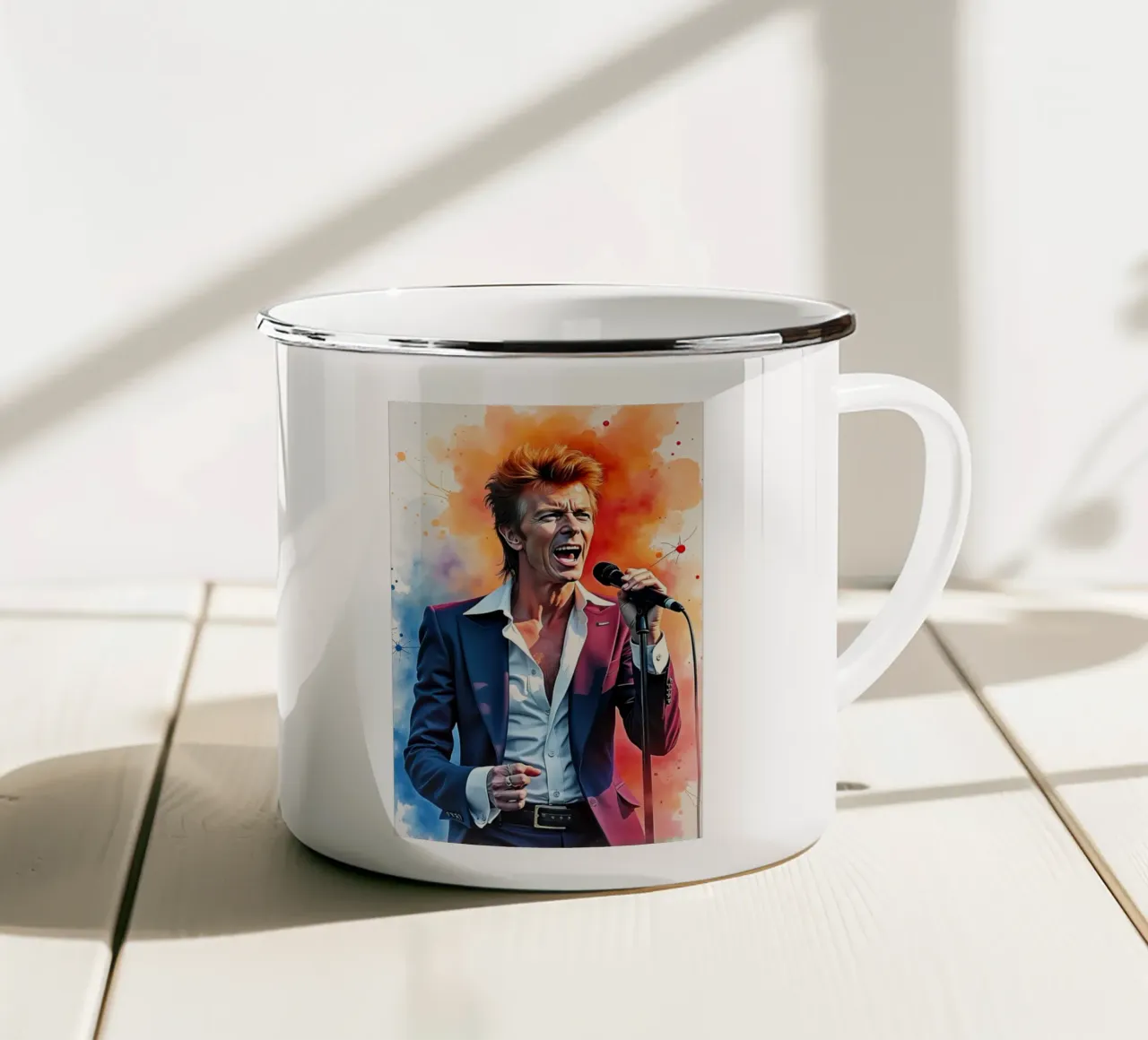 David Bowie in acquerello tazza in smalto da ARTVI-SHOP