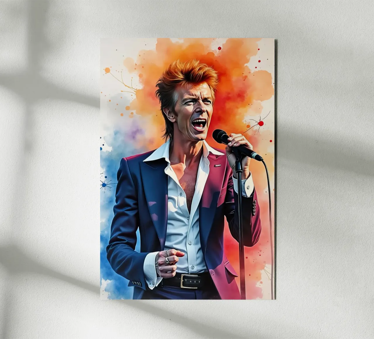 David Bowie in acquerello alluminio dibond da ARTVI-SHOP