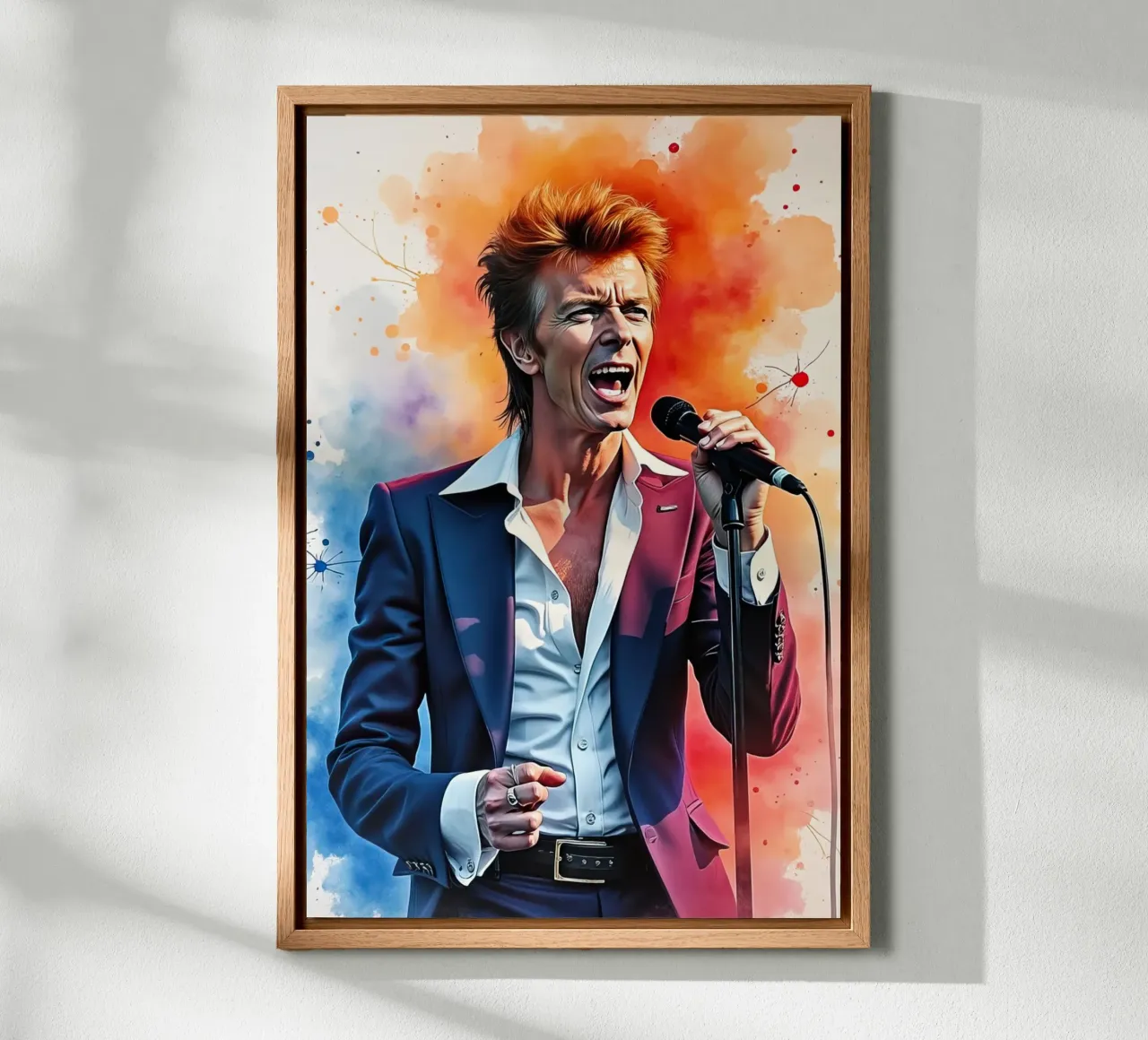 David Bowie in acquerello tela con Cornice a cassetta da 🎁 ARTVI-SHOP