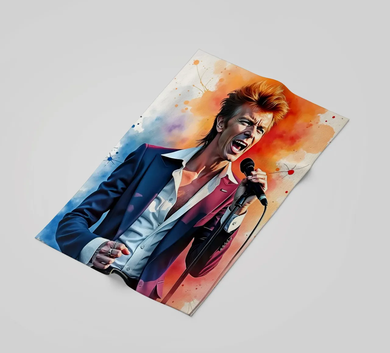 David Bowie in acquerello telo mare da ARTVI-SHOP