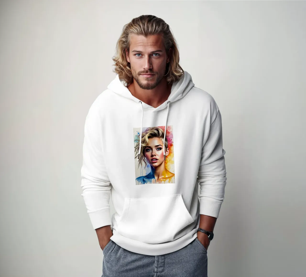 Miley Cyrus in acquerello felpa con cappuccio da ARTVI-SHOP