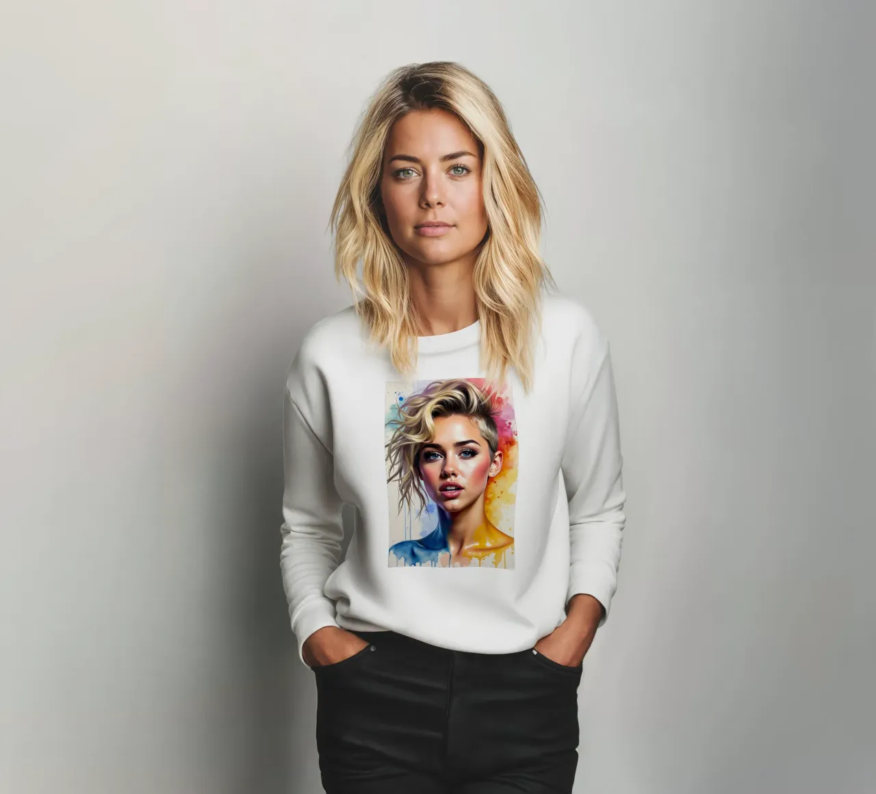 Miley Cyrus in acquerello felpa da 🎁 NOBELART