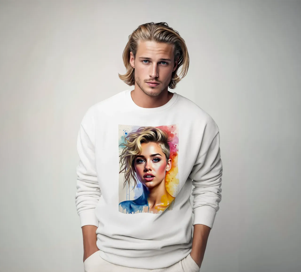 Miley Cyrus in acquerello felpa da 🎁 NOBELART