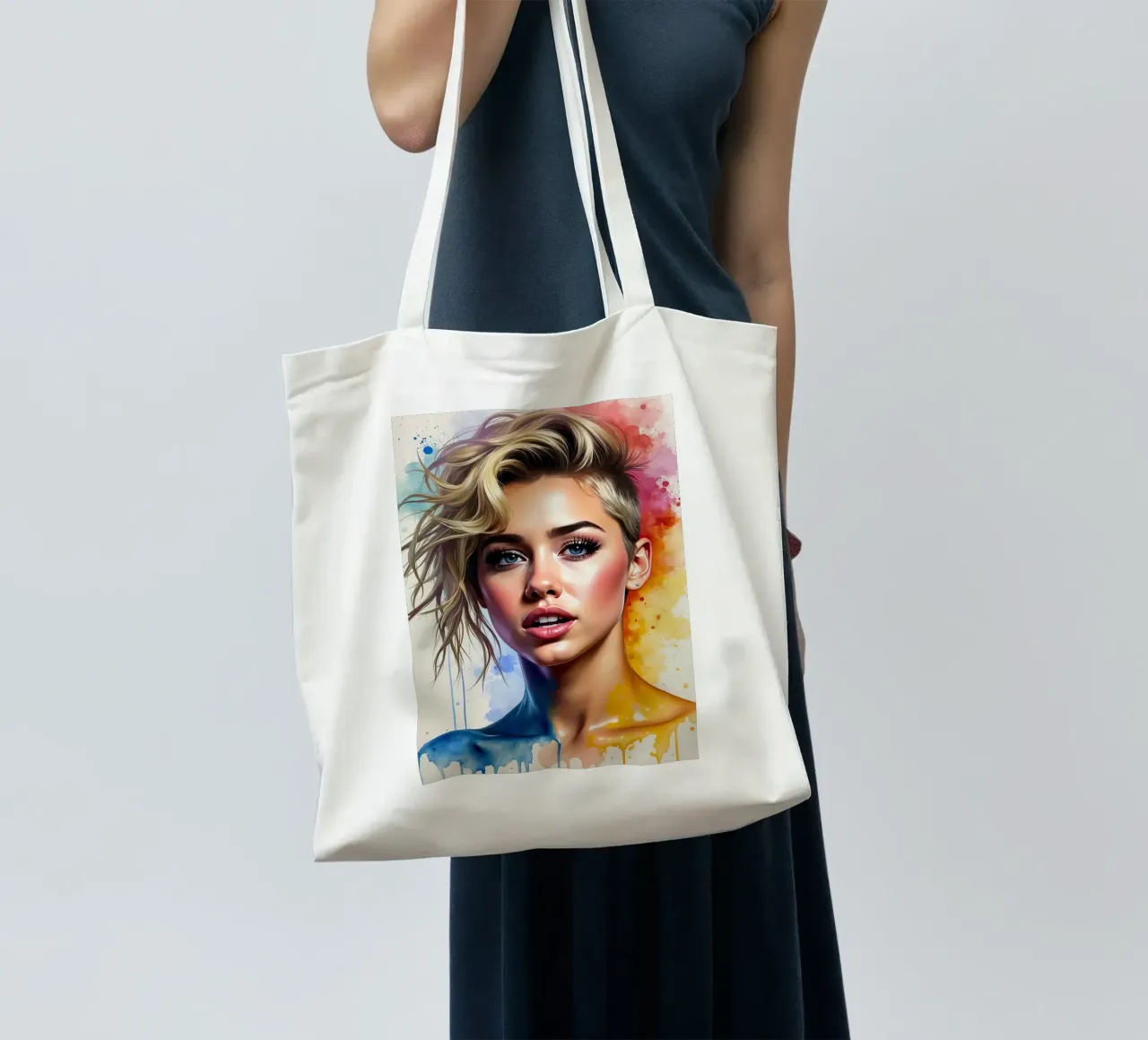 Miley Cyrus in acquerello borsa in juta da ARTVI-SHOP