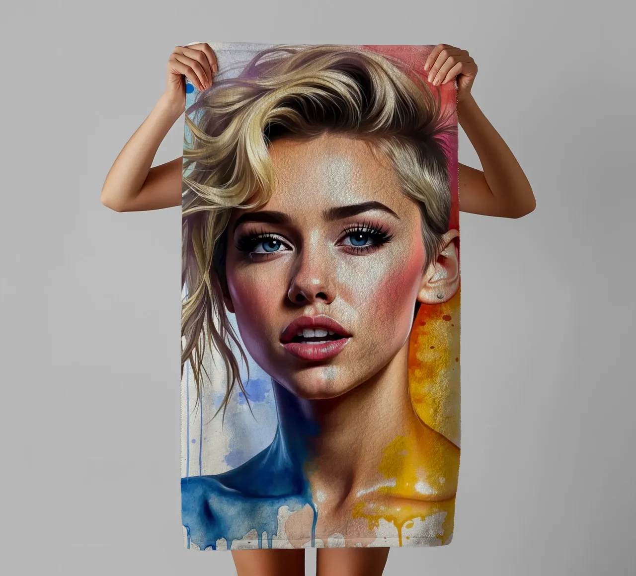 Miley Cyrus in acquerello asciugamano da bagno da ARTVI-SHOP