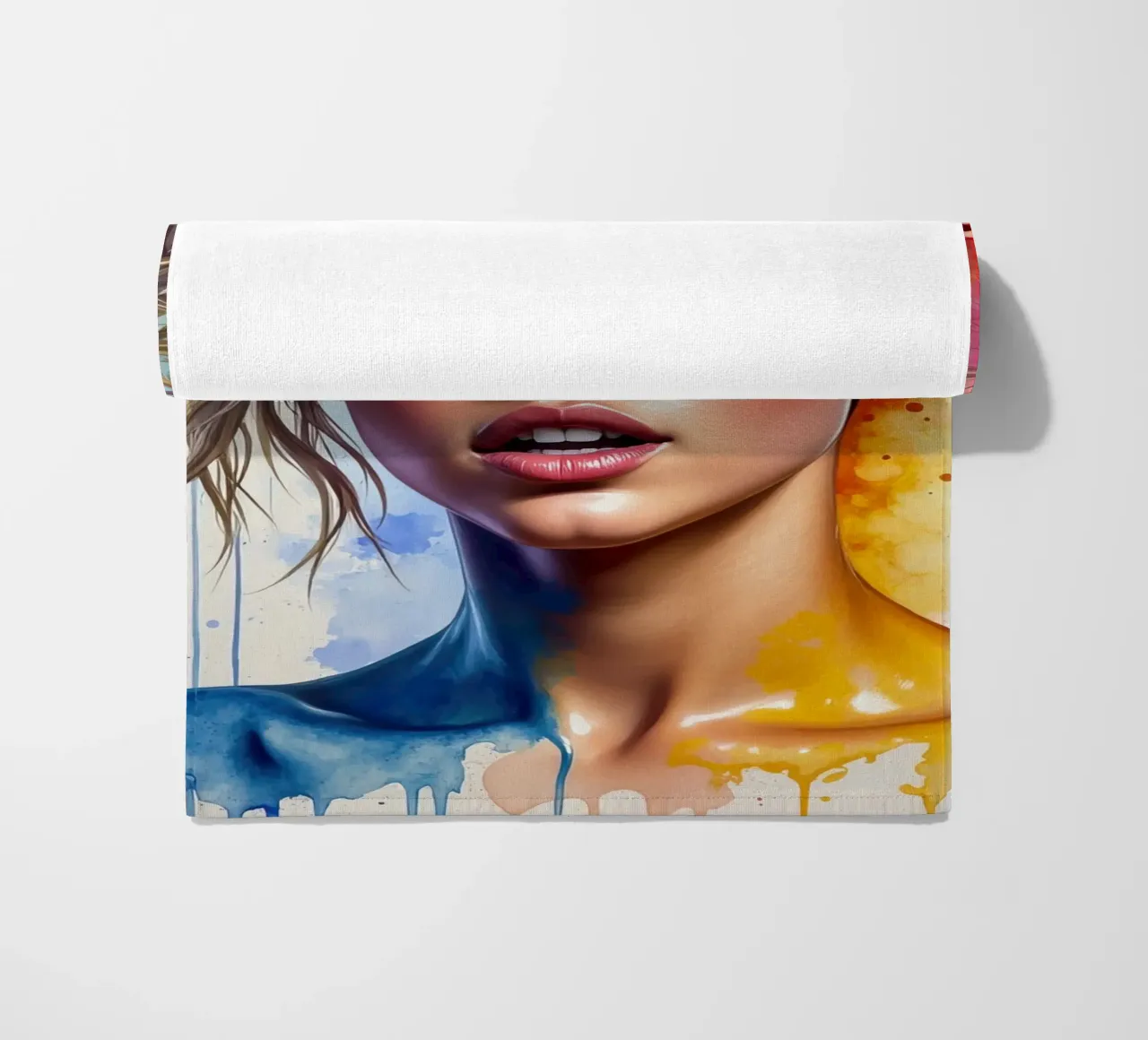 Miley Cyrus in acquerello telo mare da ARTVI-SHOP