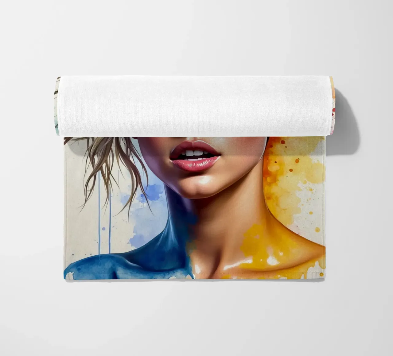 Miley Cyrus in acquerello telo mare da ARTVI-SHOP