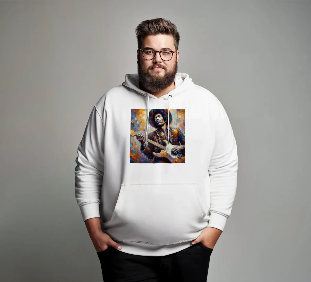 JImi Hendrix con colori intricati felpa con cappuccio da 🎁 NOBELART