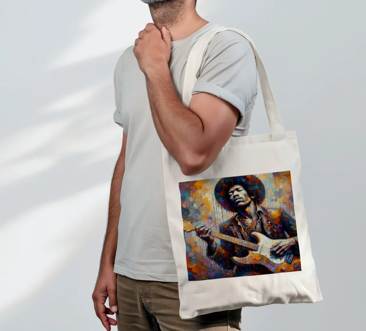 JImi Hendrix con colori intricati borsa in juta da ARTVI-SHOP