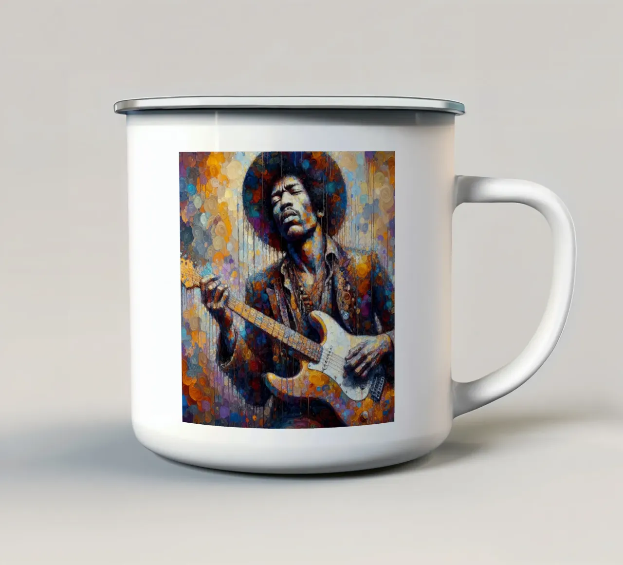 JImi Hendrix con colori intricati tazza in smalto da ARTVI-SHOP