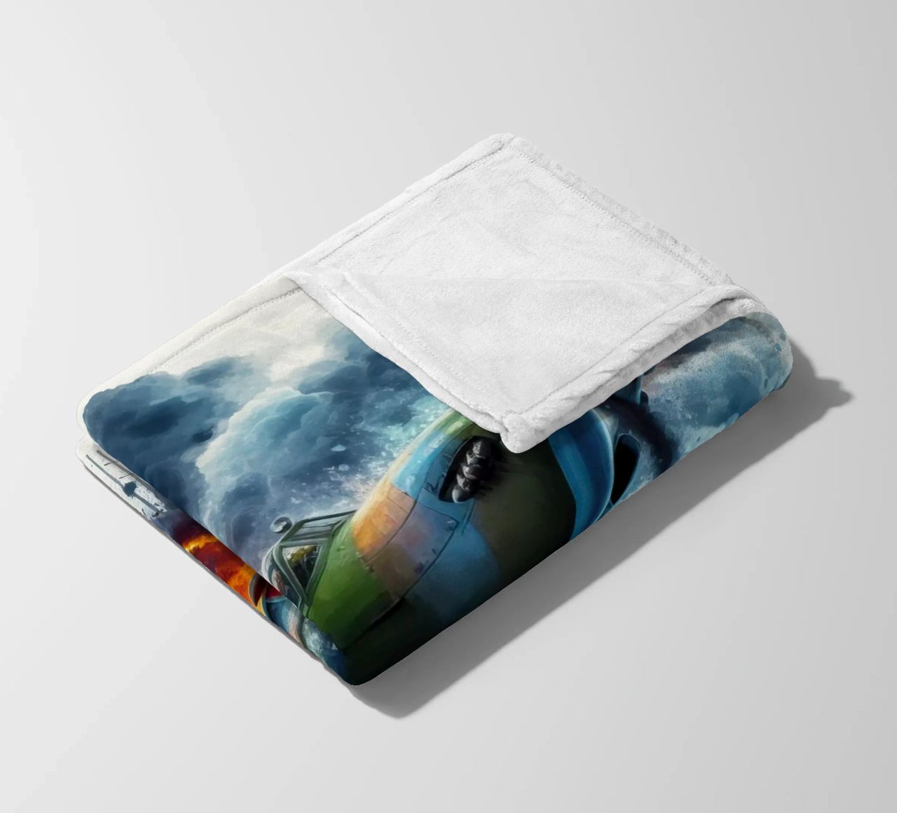Spitfire at full speed drawn in watercolor with splashes fleece blanket by ARTVI-SHOP