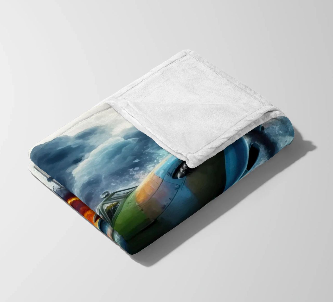 Spitfire at full speed drawn in watercolor with splashes fleece blanket by ARTVI-SHOP