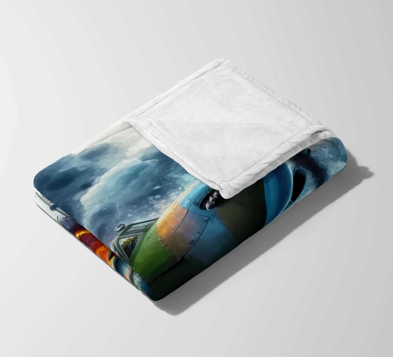 Spitfire at full speed drawn in watercolor with splashes fleece blanket by ARTVI-SHOP