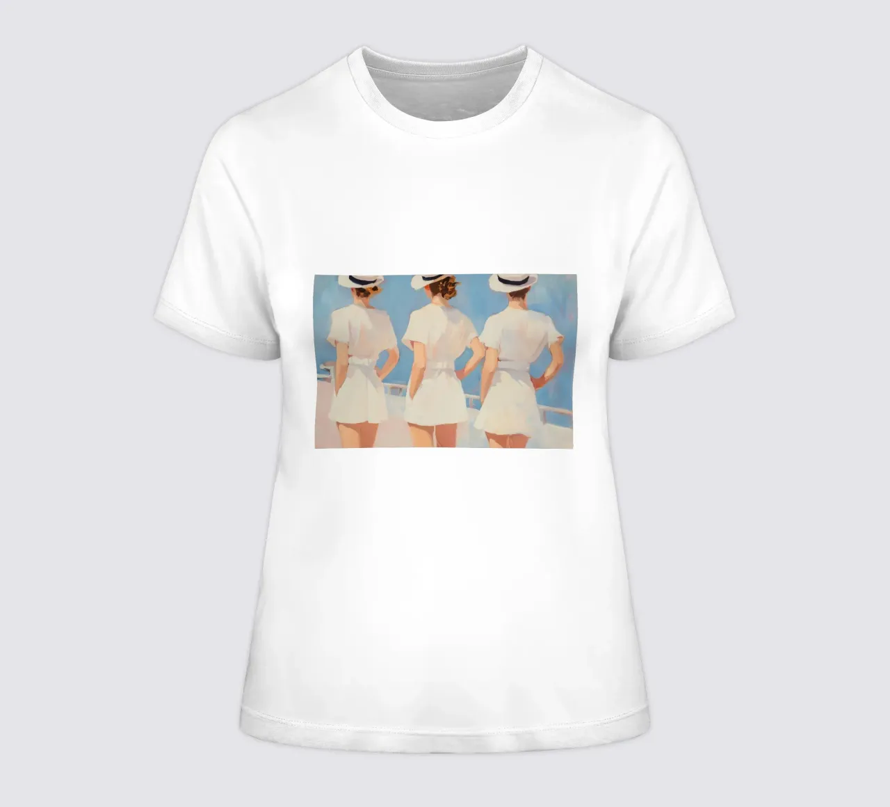 Three Women women's fitted t-shirt by Melloi Art Print