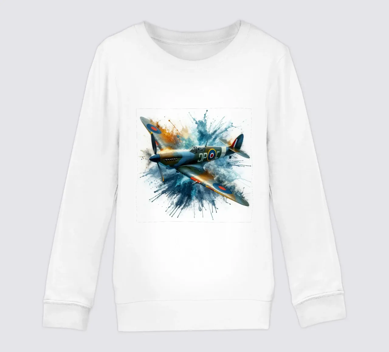 Spitfire a tutta velocità disegnato ad acquerello con schizzi felpa bambino da 🎁 ARTVI-SHOP