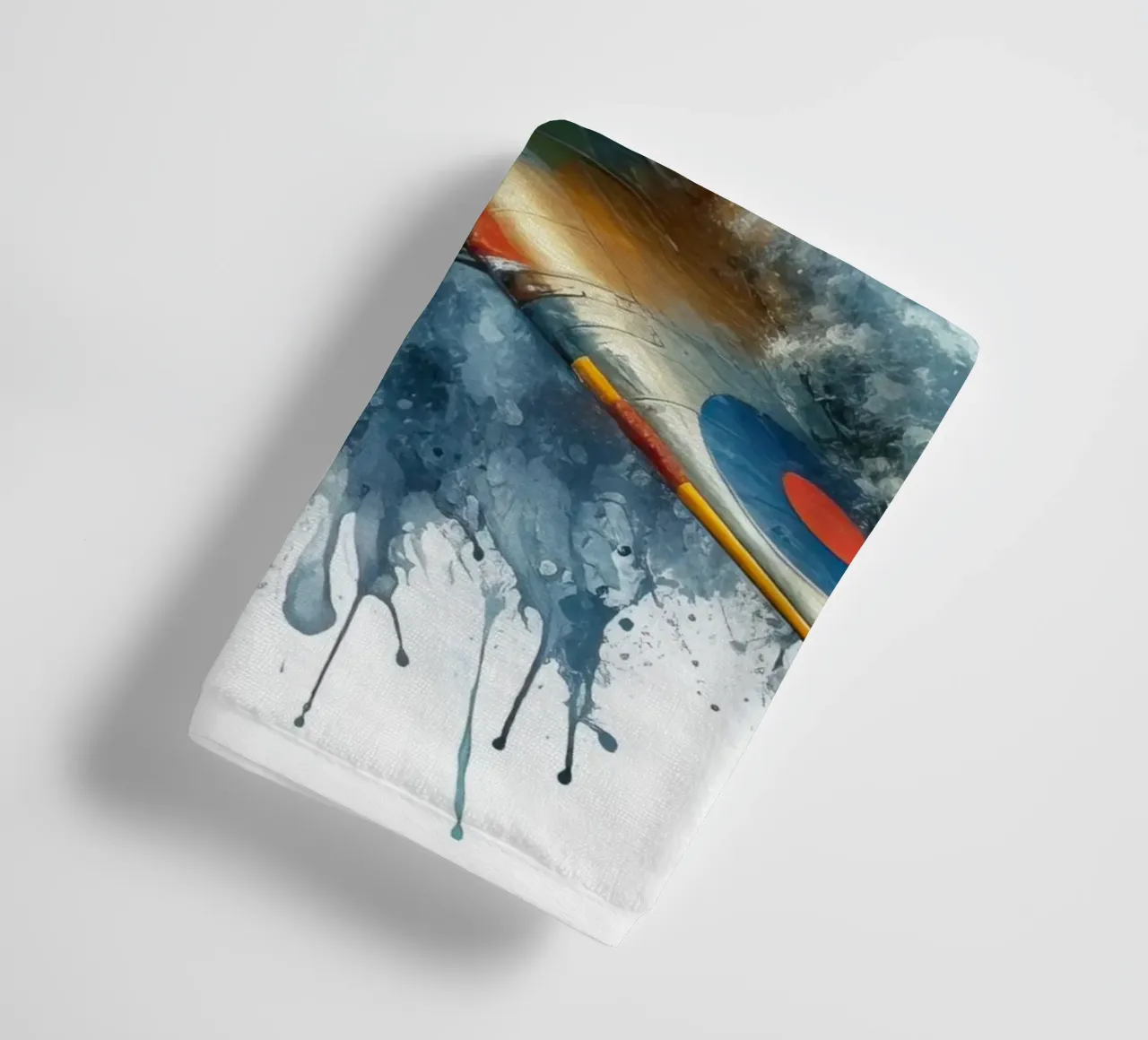 Spitfire a tutta velocità disegnato ad acquerello con schizzi asciugamano da bagno da 🎁 ARTVI-SHOP