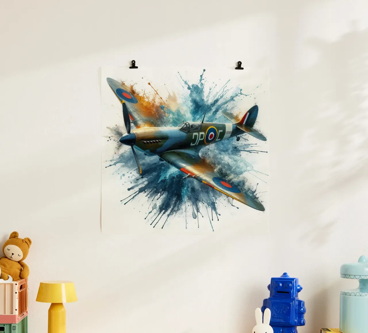 Spitfire a tutta velocità disegnato ad acquerello con schizzi carta hahnemühle da 🎁 ARTVI-SHOP