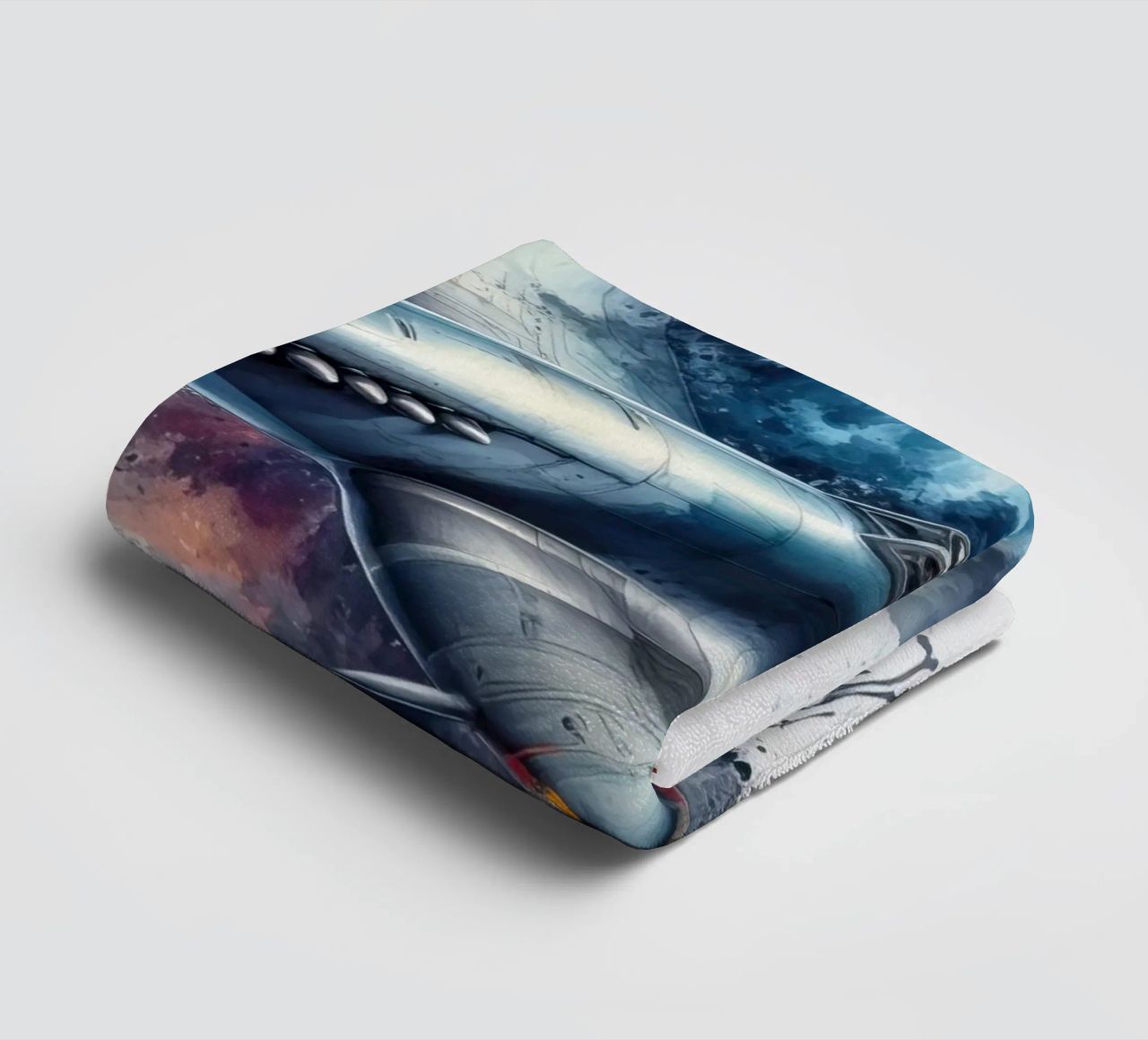 Spitfire at full speed drawn in watercolor with splashes towel by ARTVI-SHOP