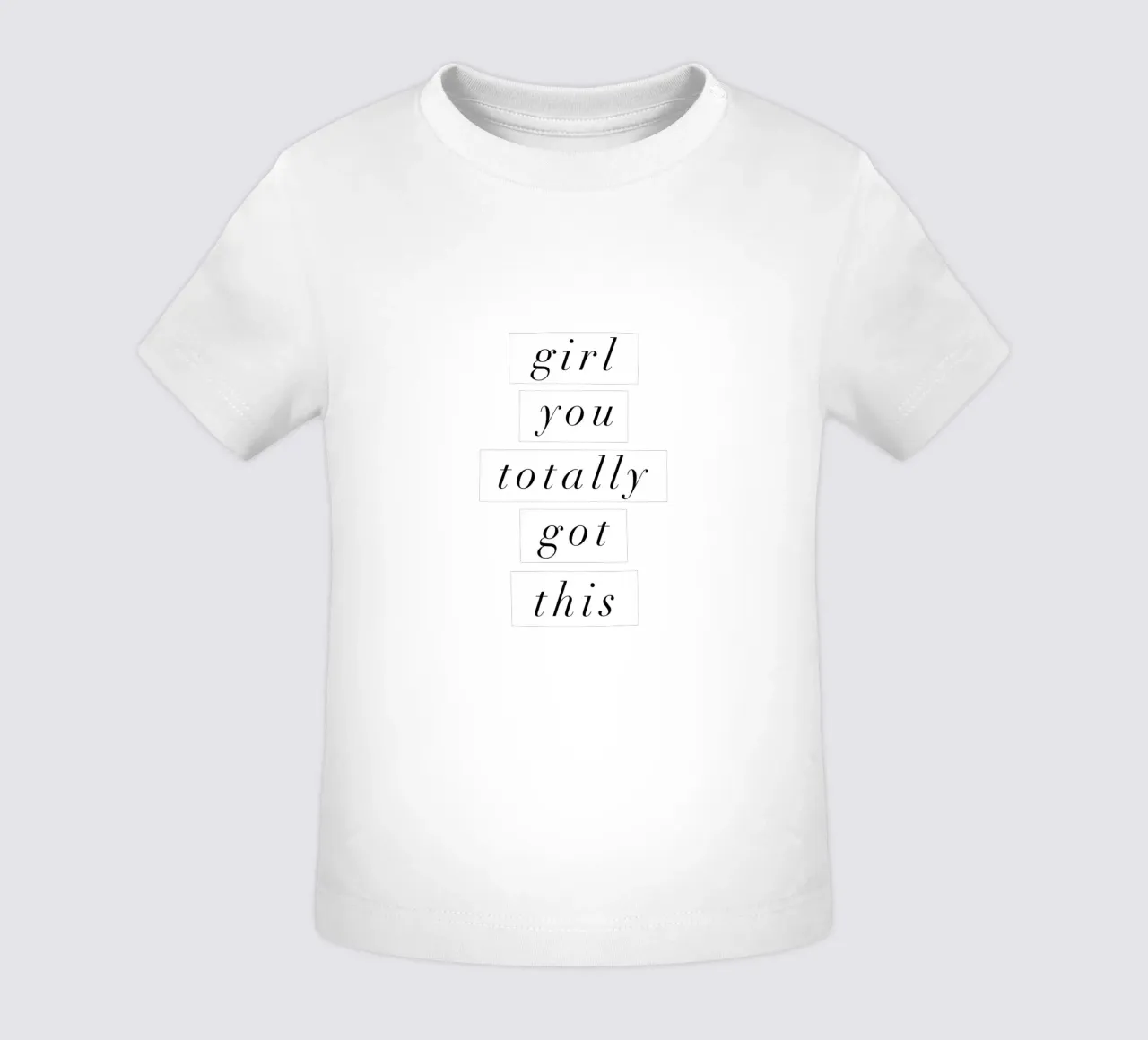 Ragazza, questo design tipografico in grigio elegante è assolutamente perfetto maglietta neonato da THE MOTIVATED TYPE