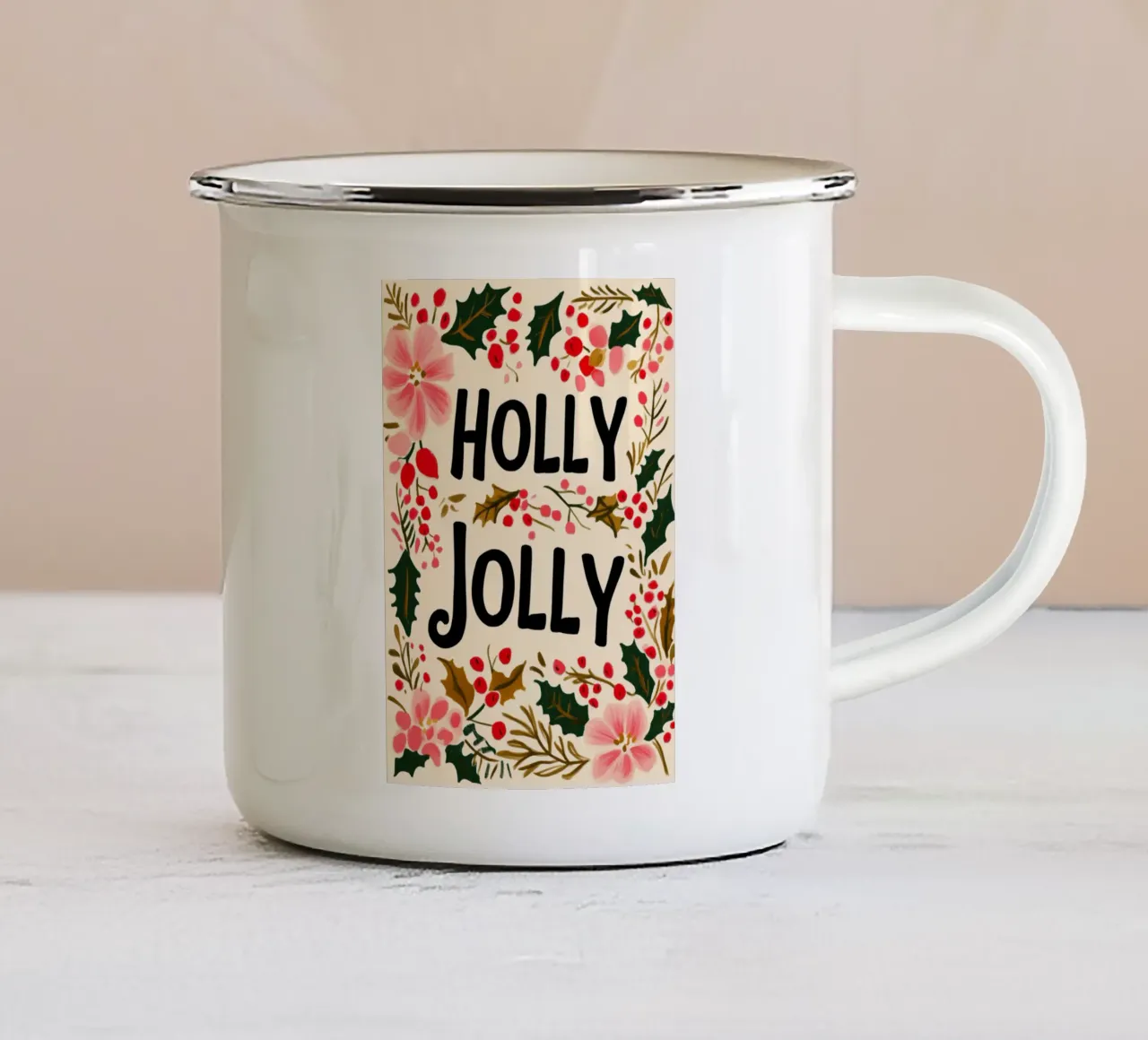 Holly Jolly No 3 tazza in smalto da treechild