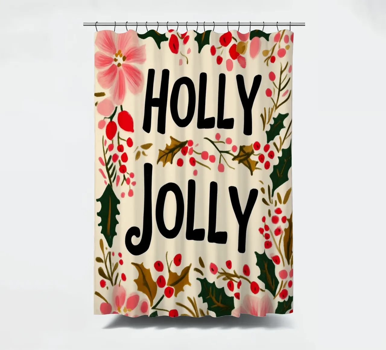 Holly Jolly No 3 shower curtain by treechild
