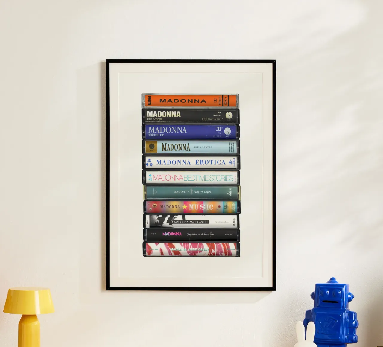 Madonna - Album raccolti - Stampa su cassetta poster con telaio in legno da MrMustardPrints