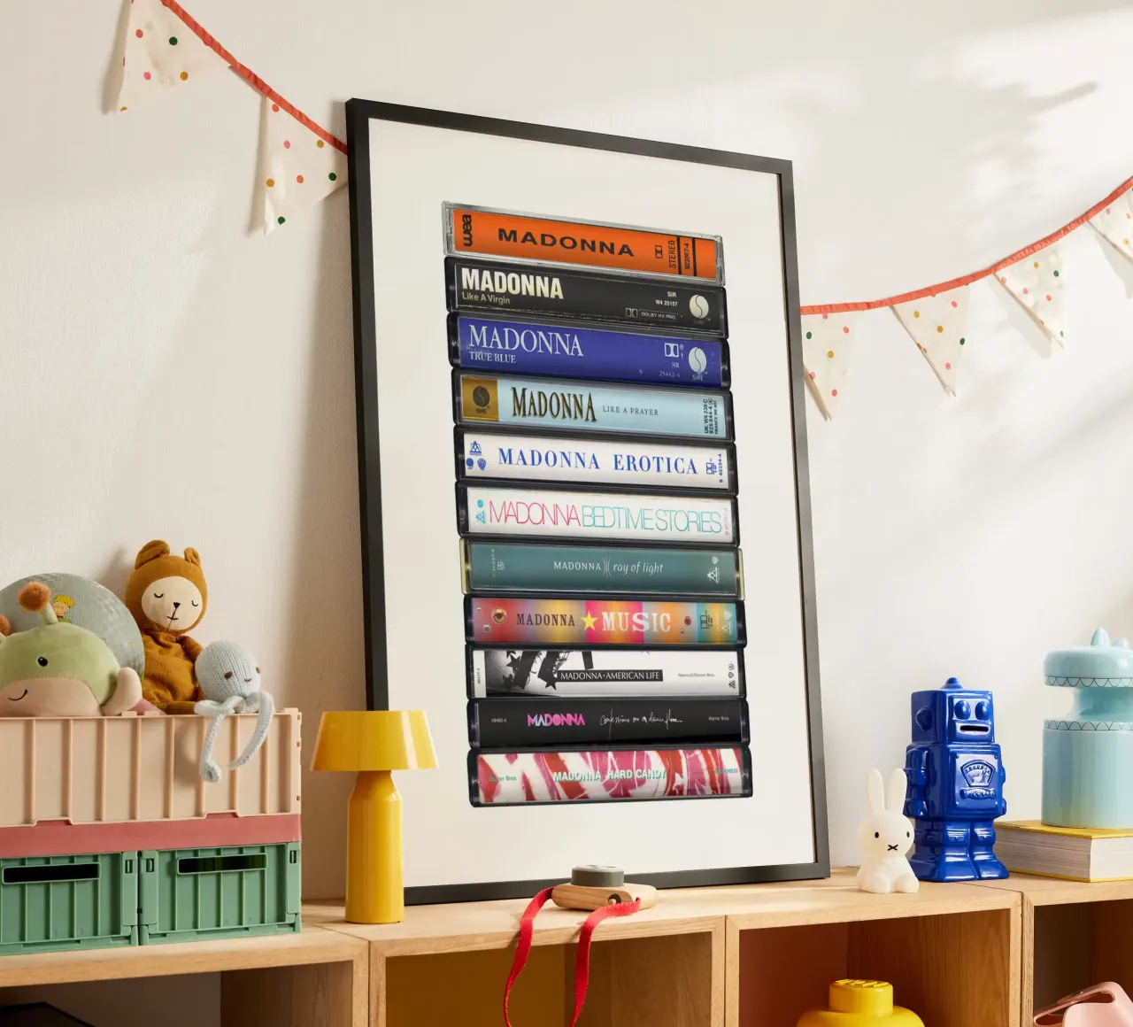 Madonna - Album raccolti - Stampa su cassetta poster con telaio in legno da MrMustardPrints