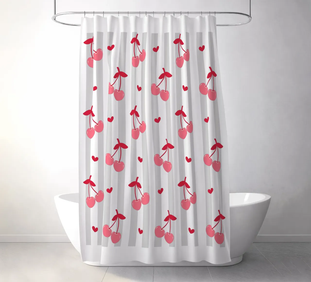 Pink Cherry bow print, Cherrry Bow Coquette print Duschvorhang von pdigitalprints